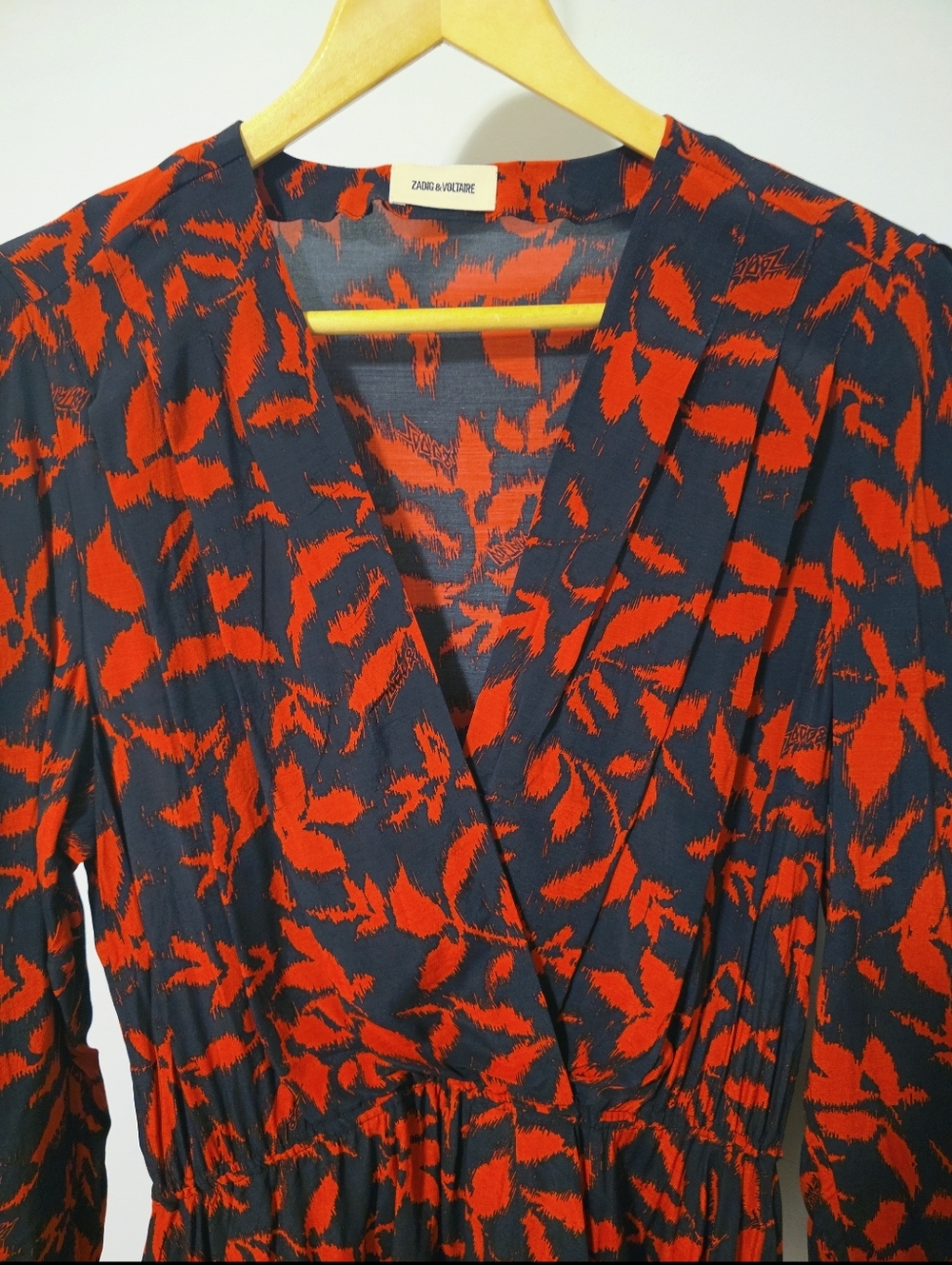 Zadig & Voltaire Red Black Floral Pattern Mini Dress With Pleated Skirt Size L - Picture 6 of 12